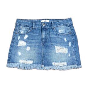 We The Free Mini Skirt Size 6 Denim Ripped Frayed Hem Line Distressed